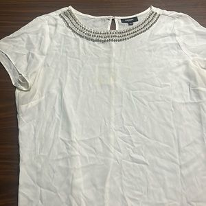 Beaded neck white blouse